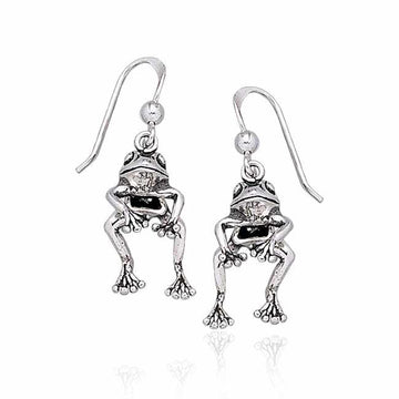 Moveable Frog Silver Silver Earrings TE2100 - Jewelry